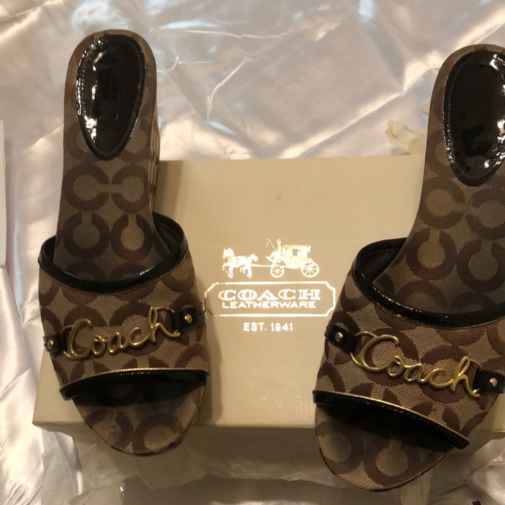 Gently worn Coach Carissa Wedge Slides Size 9.5M